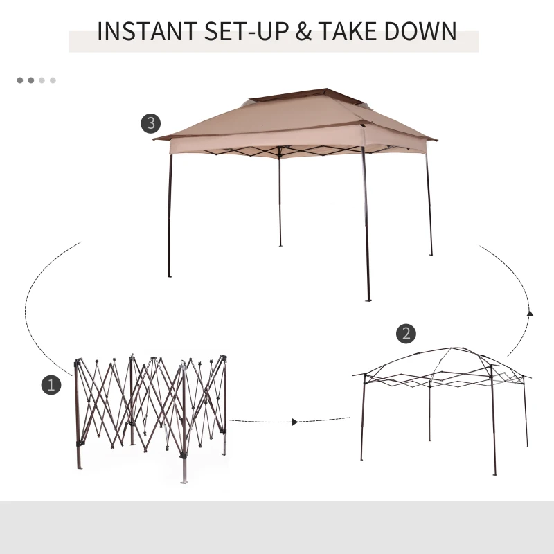 Outsunny Foisor Acoperis Dublu Impermeabil cu Plasa pentru Tantari, Maro, 325x325cm