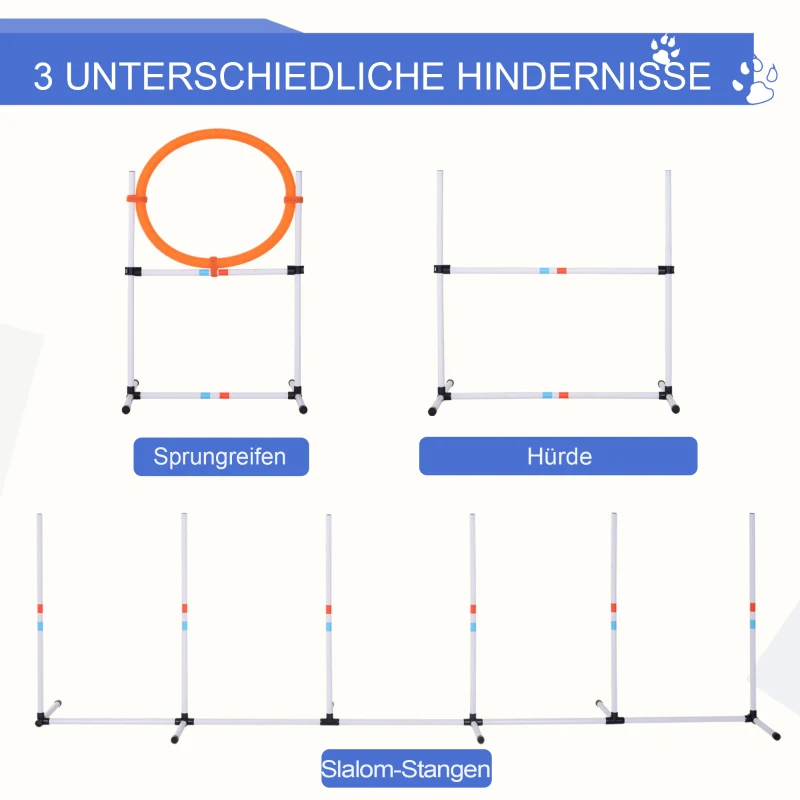 PawHut Driedelig Hondenbehendigheidsset huisdierentraining hondentrainingsset met tas