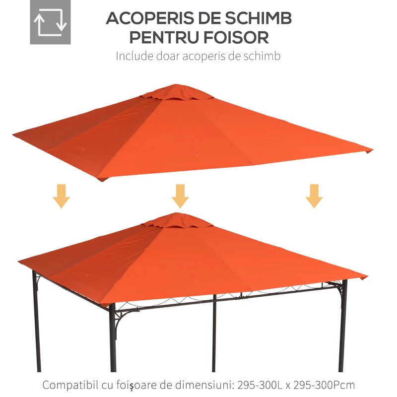 Outsunny Acoperis de Schimb pentru Foisor 3x3m din Poliester Impermeabil Anti-UV, Portocaliu