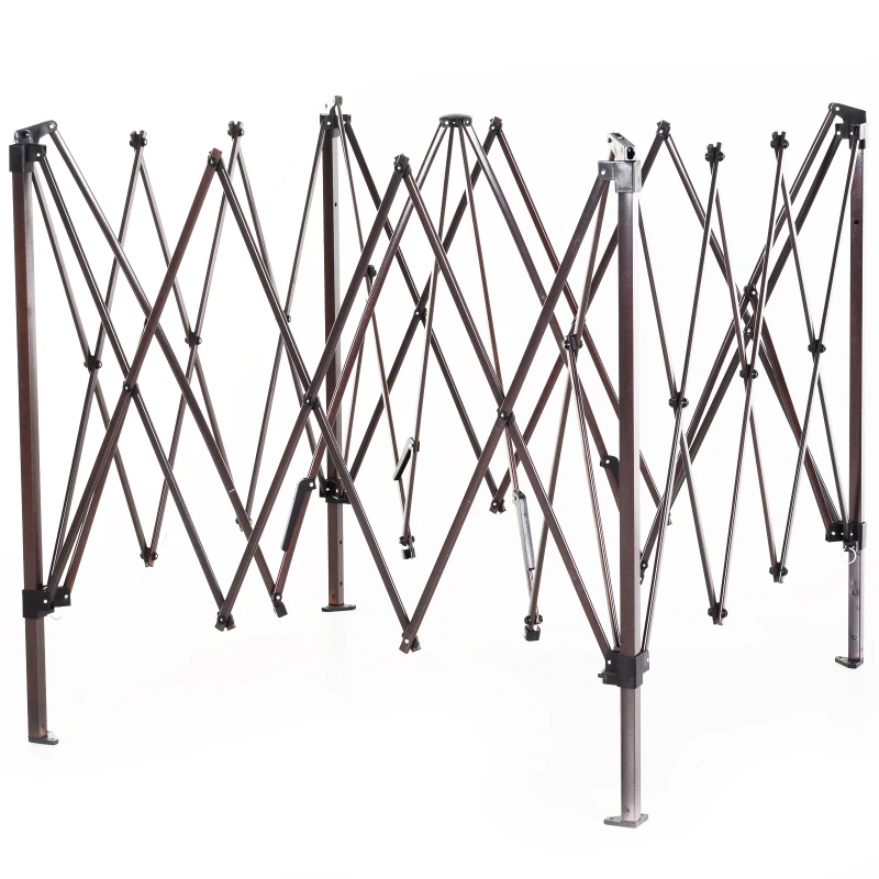 Outsunny Foisor Acoperis Dublu Impermeabil cu Plasa pentru Tantari, Maro, 325x325cm