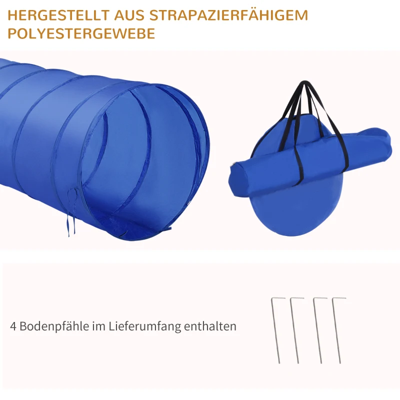 PawHut Honden behendigheidsset training slalom tunnel horde incl. draagtas oefening blauw / geel