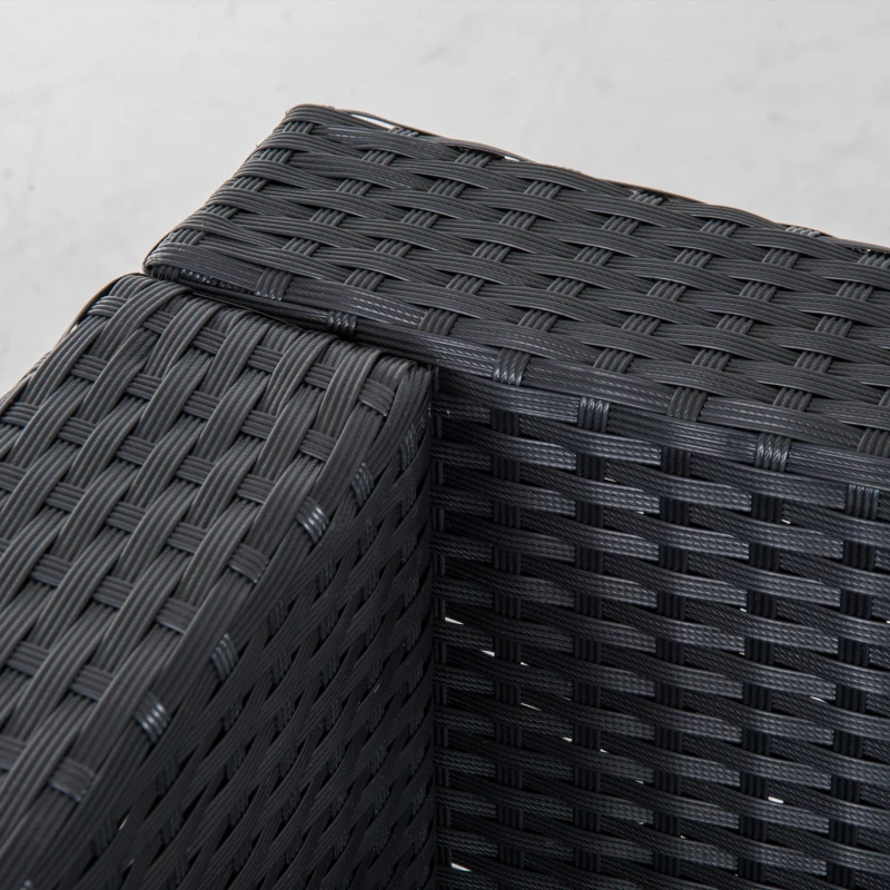 Outsunny Polyrattan Gartenmöbel Set für 4 Personen Sitzgarnitur mit Kissen Sitzgruppe Tisch mit Stauraum Schwarz+Creme