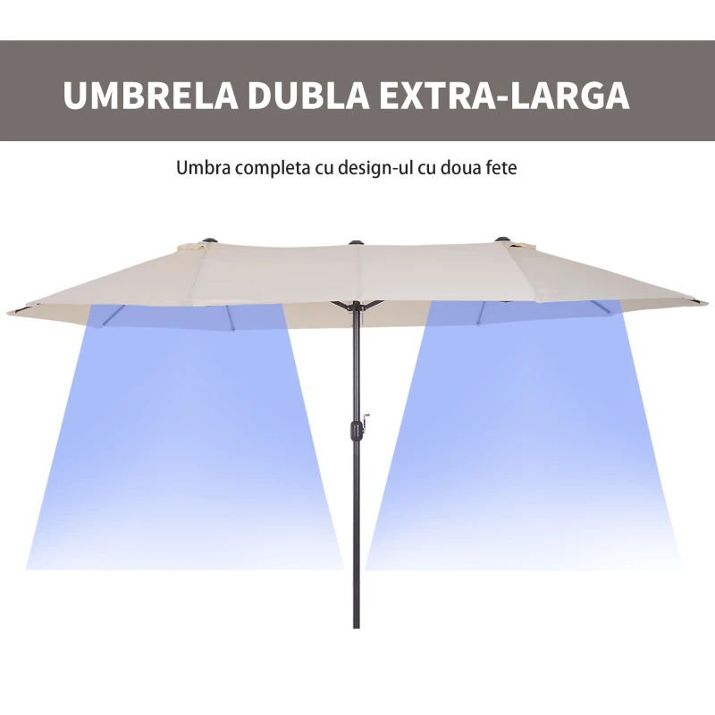 Outsunny Umbrela de Gradina Impermeabila si Anti-UV Bej, 460x270x240cm