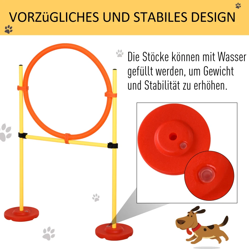 PawHut behendigheid honden hordenset hondentraining hindernisbaan tunnel kunststof polyester