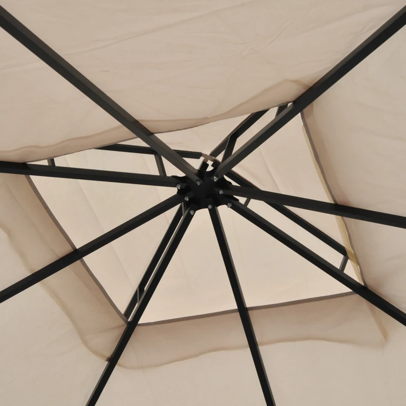 Outsunny Tonnlle de jardin Barnum Pavillion de jardin 3 x 3 Double Toit avec moustiquaires Amovibles  imperméable Beige