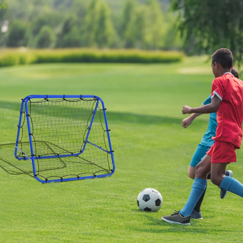 HOMCOM honkbal rebounder kickback goal rebound muurnet dubbelzijdig rebound opvouwbaar blauw 100 x 68-95 x 90 cm