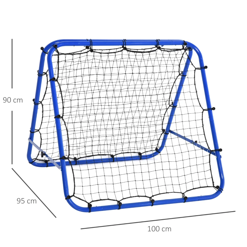 HOMCOM honkbal rebounder kickback goal rebound muurnet dubbelzijdig rebound opvouwbaar blauw 100 x 68-95 x 90 cm