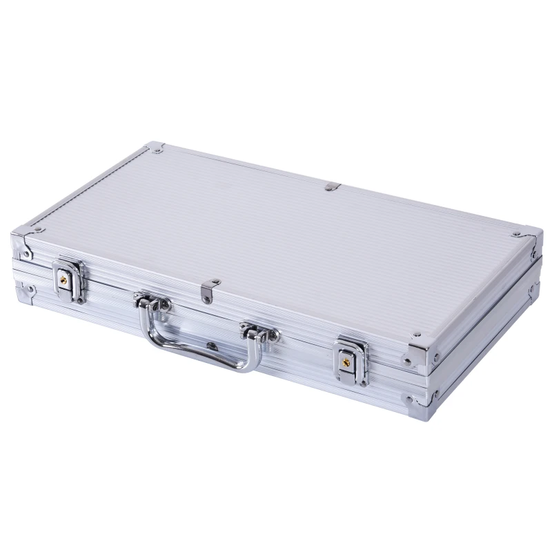 HOMCOM Set de Poker, 300 jetoane, Geanta din aluminiu, Argintiu