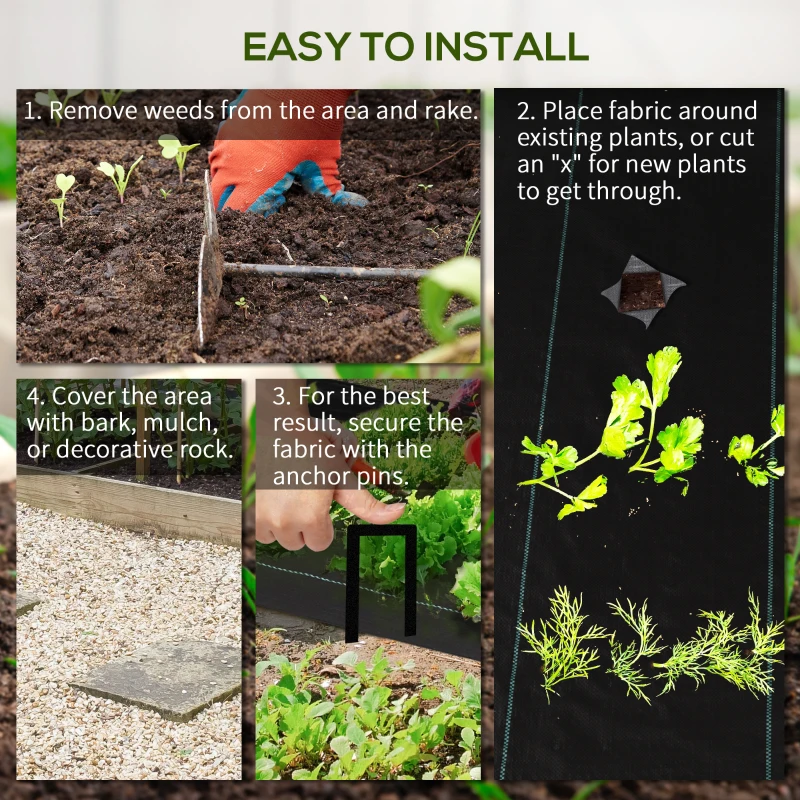 Outsunny 2 x 25 m Bariere Impotriva Buruienilor, Tesatura pentru Peisaj, pentru Controlul Buruienilor in Sere si Gradini, Robusta si Usor de Montat