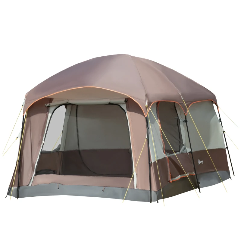 Outsunny 3-4 Man Two Room Camping Tent Dome Tent with Vestibule, UV50+ Cabin Tent with 3000 mm Water Column, Groundsheet, Portable Carry Bag, for Travel, Hiking, Sport