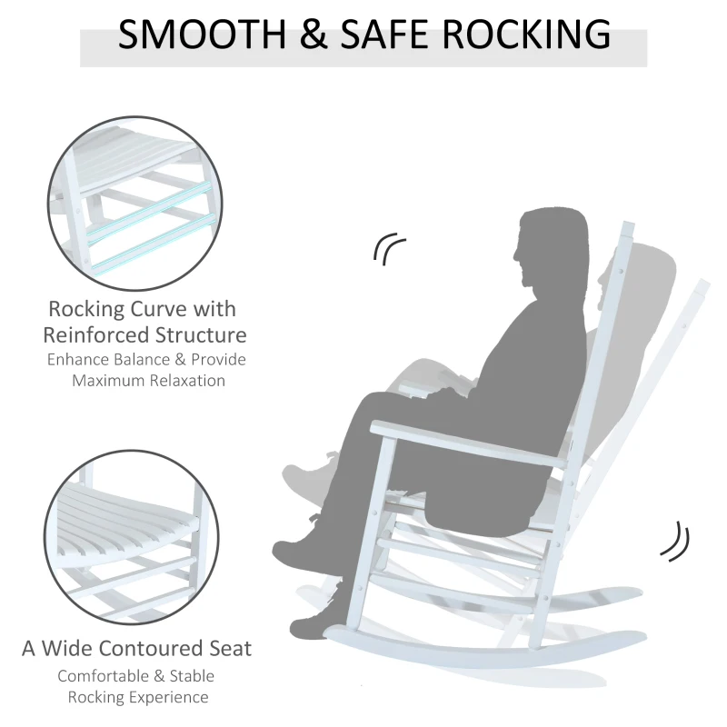 Outsunny Scaun Balansoar Gradina , Impermeabil, Lemn, 69x86x115 cm, Alb