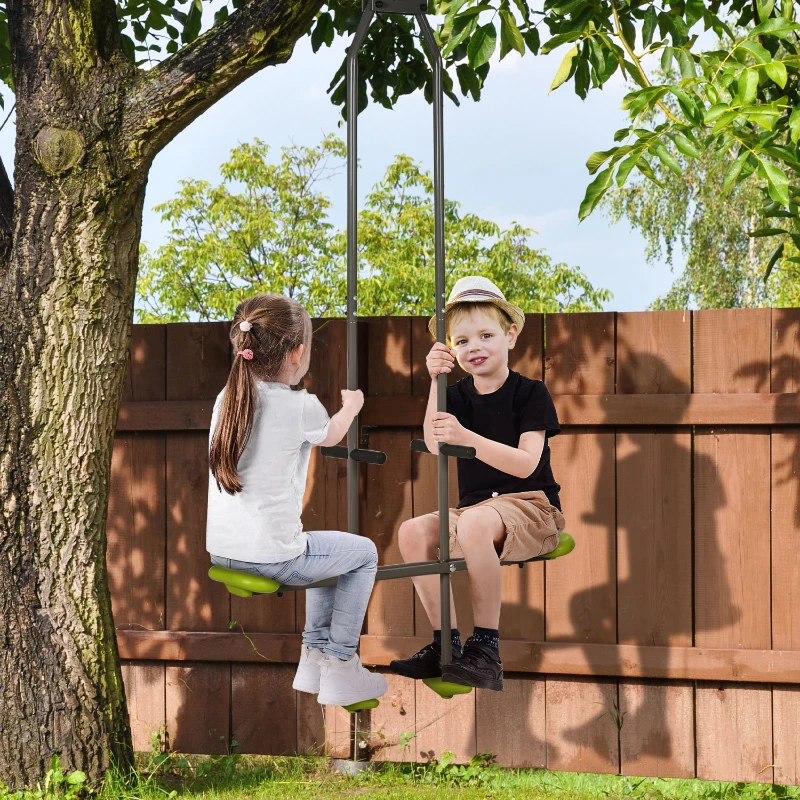 Outsunny Balançoire agrès vis-à-vis pour les enfants en acier et plastique pour portique - 3 à 6 ans 97,5 x 23 x 170 cm vert