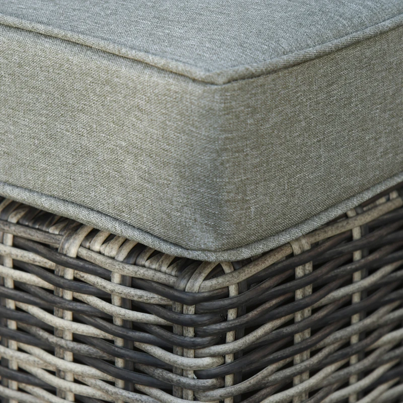 Outsunny 5 Pcs Rattan Garden Furniture with Tall Glass Top Coffee Table Thick Soft Washa Cushions for Patio Balcony Mixed Grey