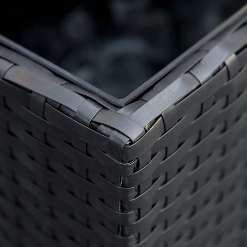 Outsunny 7 Pieces PE Rattan Garden Furniture Set with Thick Padded Cushion, Patio Garden Corner Sofa Sets with Glass Coffee Table and Pillows, Buckle Structure, Dark Coffee