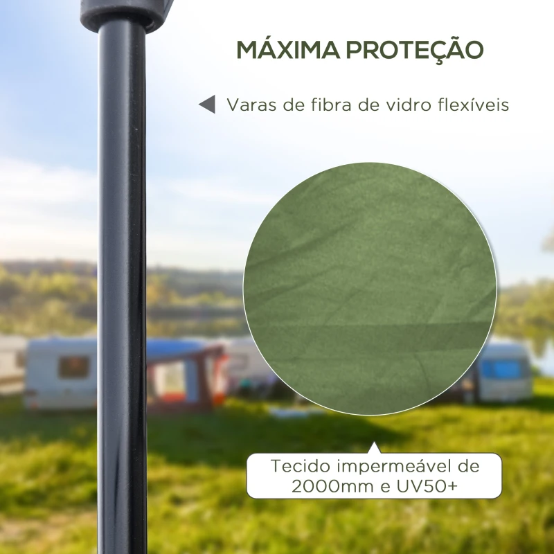 Outsunny Tenda de Campismo para 2-3 Pessoas Impermeável PU2000 mm Proteção UV50+ com Bolsa de Transporte 210x210x150 cm Verde