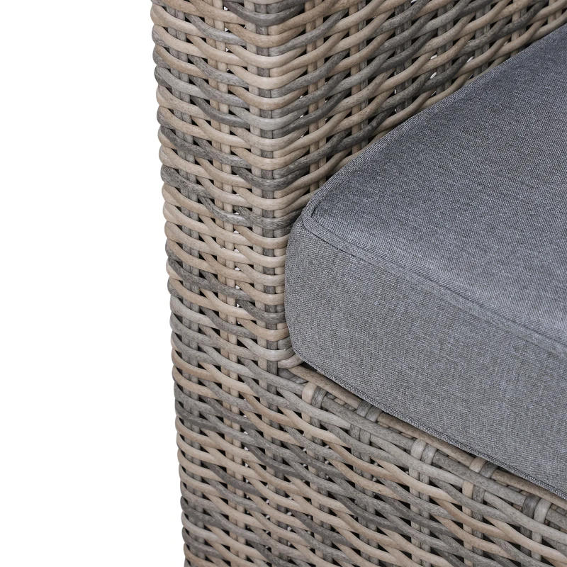 Outsunny 5 Pcs Rattan Garden Furniture Set w/ Tall Glass-Top Table Aluminium Frame Plastic Wicker Thick Soft Cushions Comfortable Outdoor Balcony Home Sofa - Brown