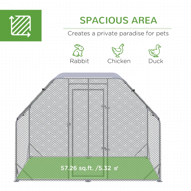 PawHut Chicken Run with Roof, Walk In Chicken Coop for 4-6 Chickens, Hen House, Duck Pen, Outdoor 280 x 190 x 195cm