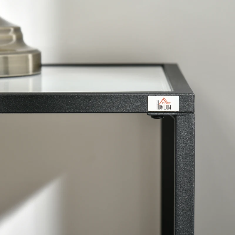 HOMCOM Table Console table d'appoint d'entrée 100 cm Plateau Verre trempé effet marbre avec Structure en métal