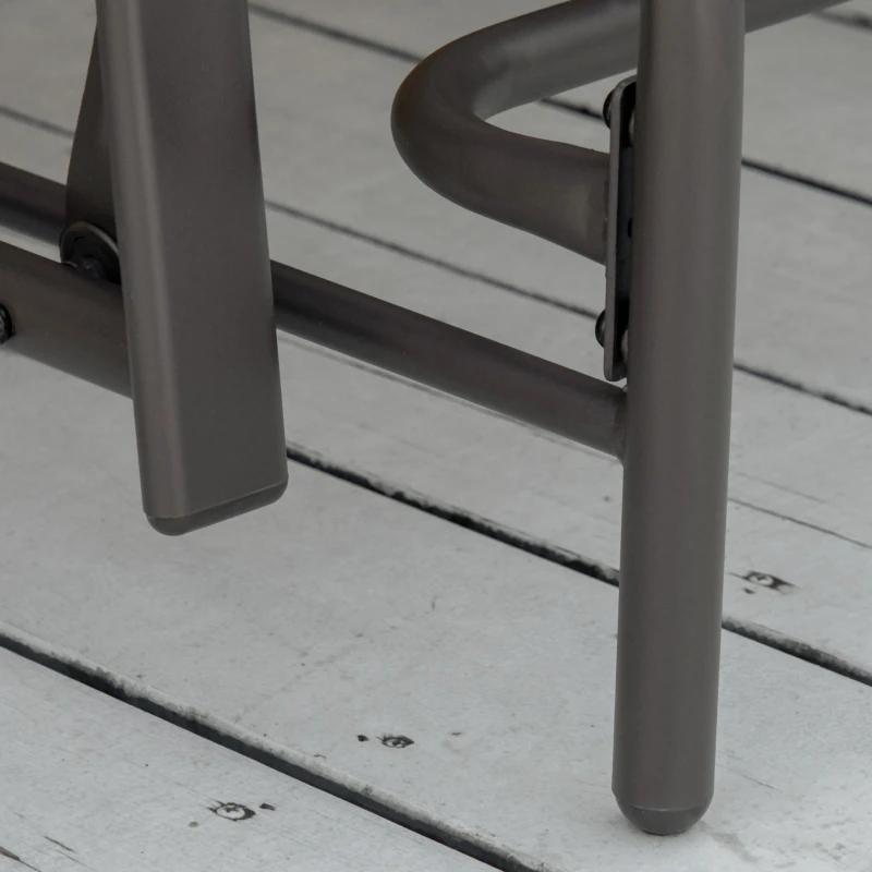 Outsunny 2 Seater Metal Double Swing Chair Glider Rocking Chair Seat Outdoor Seater Garden Furniture Patio Porch With Table Brown