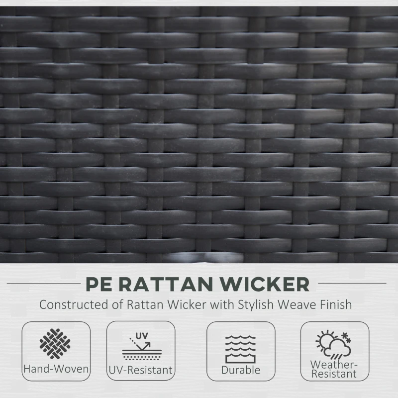 Outsunny 7 Pieces PE Rattan Garden Furniture Set with Thick Padded Cushion, Patio Garden Corner Sofa Sets with Glass Coffee Table and Pillows, Buckle Structure, Dark Coffee