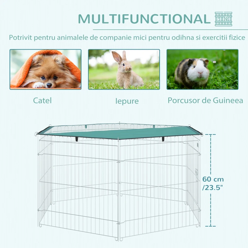 PawHut tarc modular animale, acoperis impermeabil 59x60cm