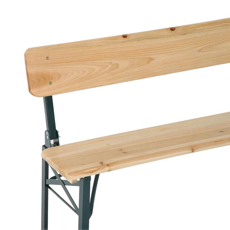 Outsunny 3pcs Wooden Bistro Set Fold-out Table and Benches with Backrest for Garden Patio