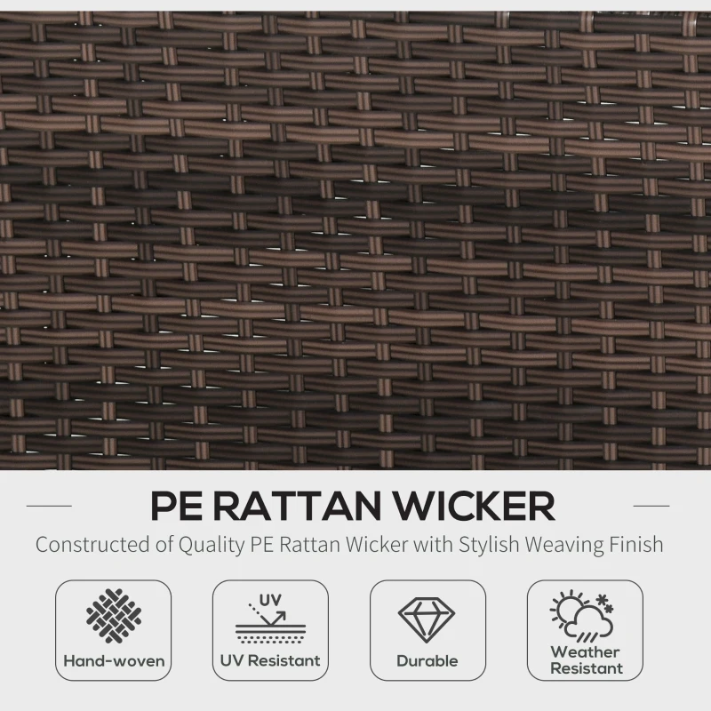 Outsunny 5pcs Rattan L-Shaped Corner Couch Sofas with Coffee Table Adjustable Feet Water-resistant Polyester Cloth Brown