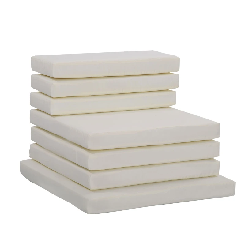 Outsunny Outdoor Cushion Pad Set for Rattan Furniture, 7 Piece Garden Furniture Cushions, Patio Conversation Set Cushions, Lightweight and Durable, Cream