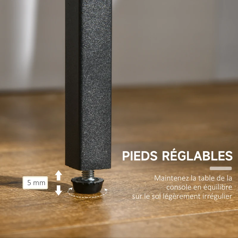 HOMCOM Table Console table d'appoint d'entrée 100 cm Plateau Verre trempé effet marbre avec Structure en métal