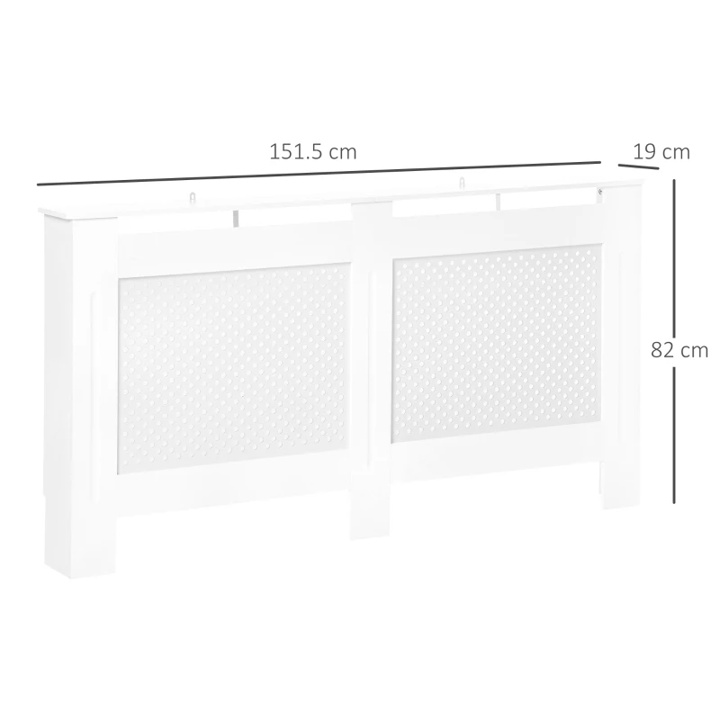 HOMCOM Mască pentru Calorifer din Lemn MDF cu Raft Superior, 151,5x82x19 cm, Alb(m-3)