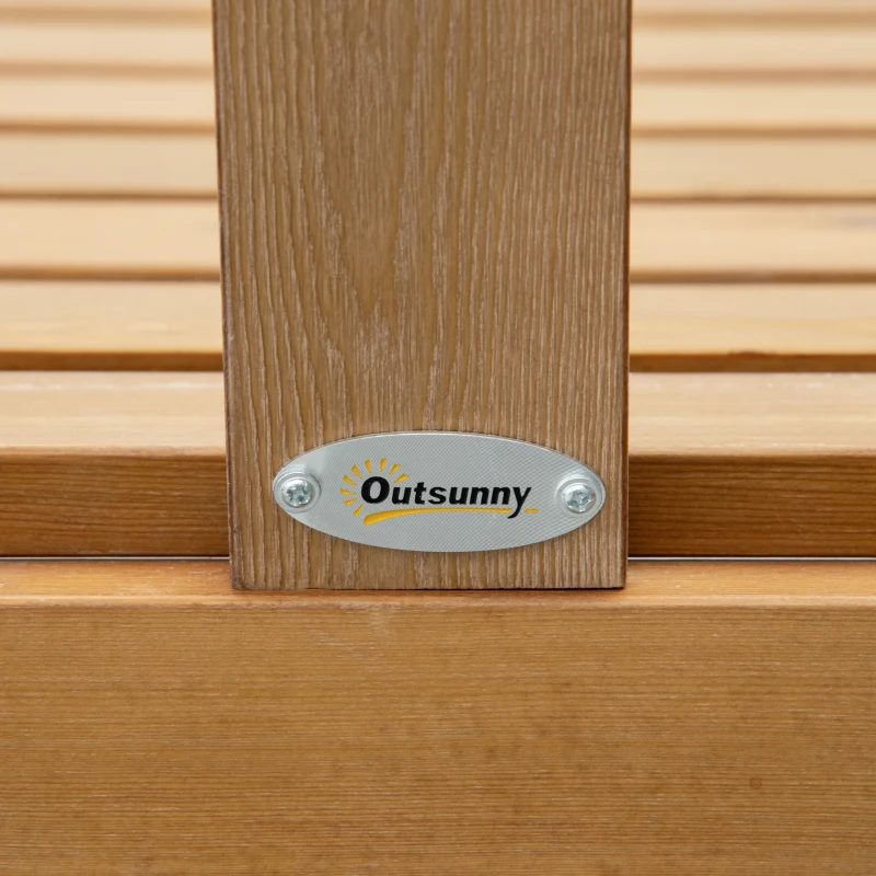 Outsunny Banco de Jardim de 3 Lugares Banco de Exterior de Madeira com Encosto de Ripas 144x60x77 cm Madeira