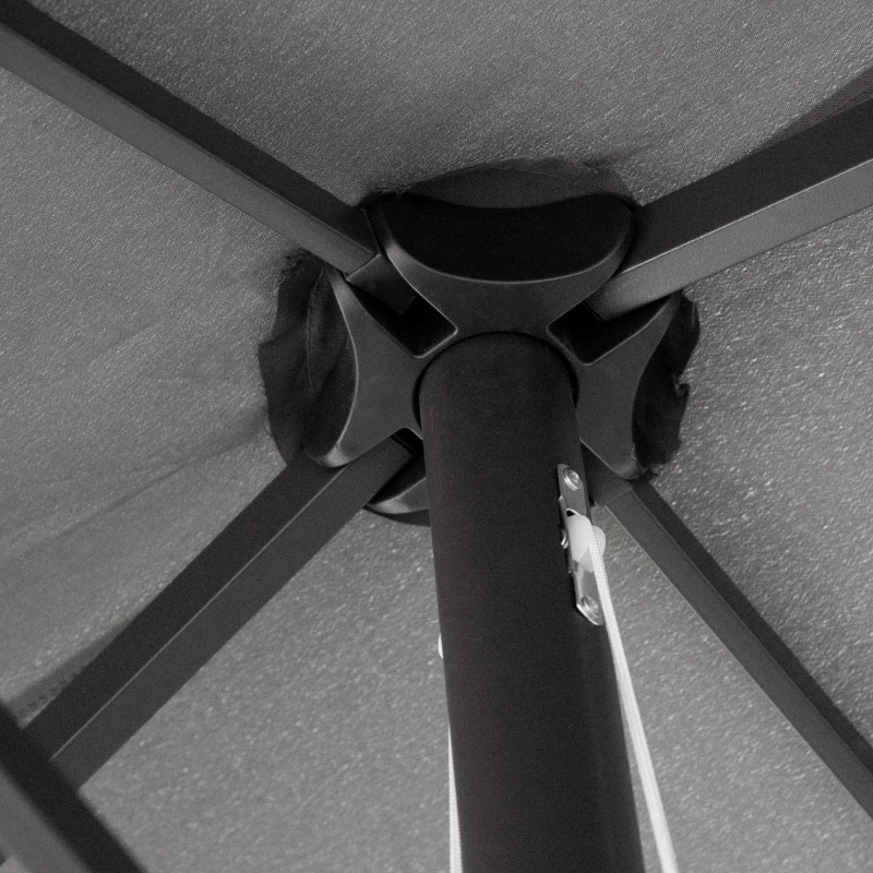 Outsunny 4.6M Sun Umbrella Canopy Double-sided Crank Sun Shade w/ Cross Base Grey