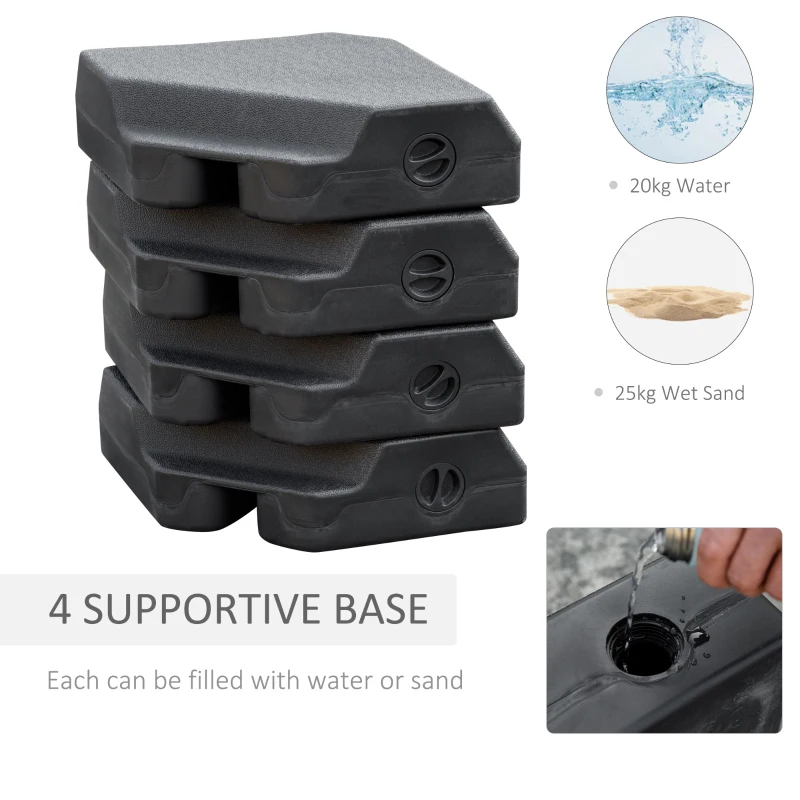 Outsunny 2.7 x 2.7(m) Garden Cantilever Roma Parasol with Aluminum Frame, Crank and Tilt, UV 50+, 360° Rotation, 180g Polyester Sun Shade Canopy with Base Weights and Cover