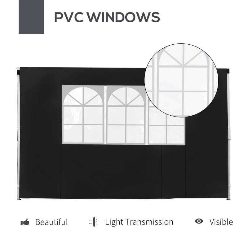 Outsunny 3m Gazebo Exchangeable Side Panels Wall W/ Window-Black