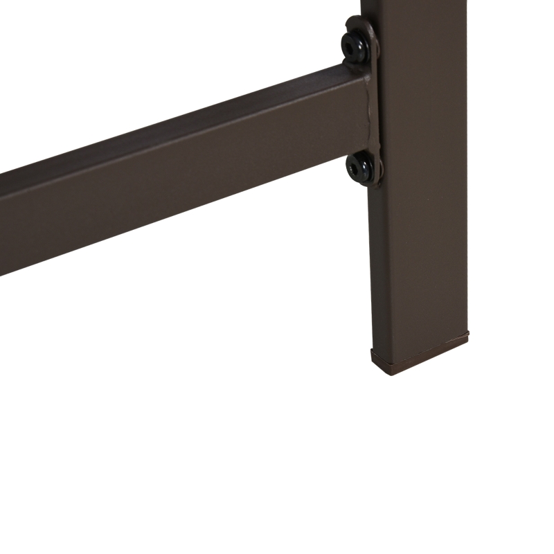 Outsunny 3 Pieces Garden Gliding Chair Set, Metal Frame 2 Single Armchair Swing Seater and 1 Glass Top Coffee Table w/ Breath Mesh Fabric Seat, Brown