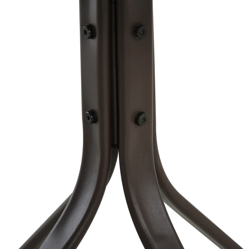 Outsunny 3 Pieces Garden Gliding Chair Set, Metal Frame 2 Single Armchair Swing Seater and 1 Glass Top Coffee Table w/ Breath Mesh Fabric Seat, Brown