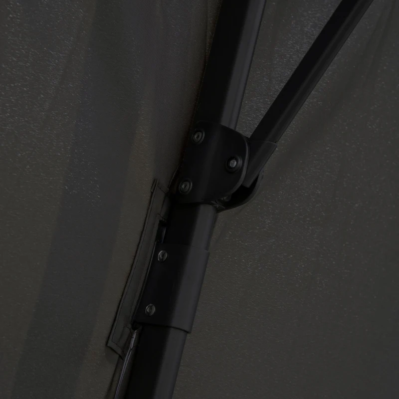 Outsunny 2.7 x 2.7(m) Garden Cantilever Roma Parasol with Aluminum Frame, Crank and Tilt, UV 50+, 360° Rotation, 180g Polyester Sun Shade Canopy with Base Weights and Cover