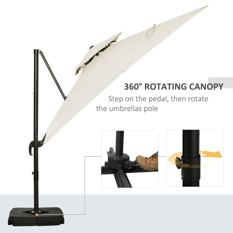 Outsunny Steel Frame Outdoor Roma Cantilever Umbrella(m-5)