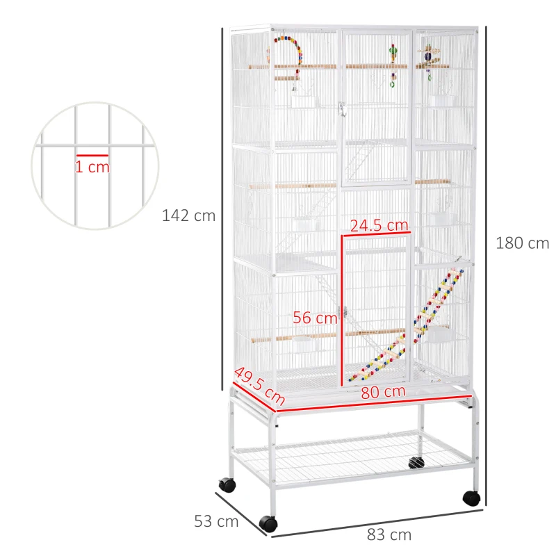 Pawhut Cusca Pasari 3 Niveluri – Cu Roti, Scari & Accesorii Incluse