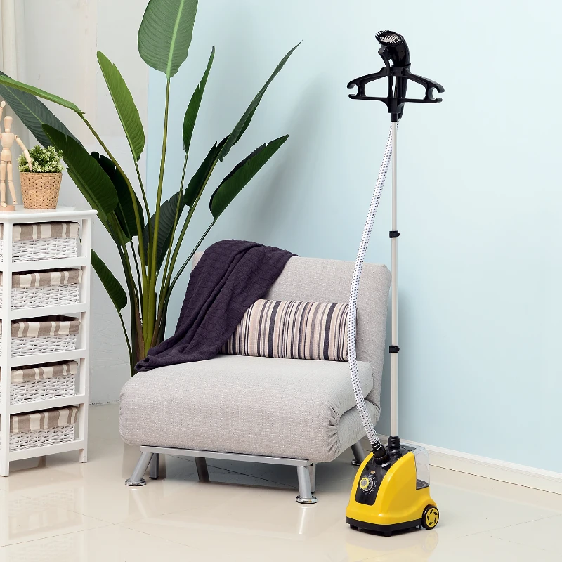 HOMCOM Stoomstijltang stoomborstel 1800W stoomstrijkijzer verticaal stoomstation 1,4L geel