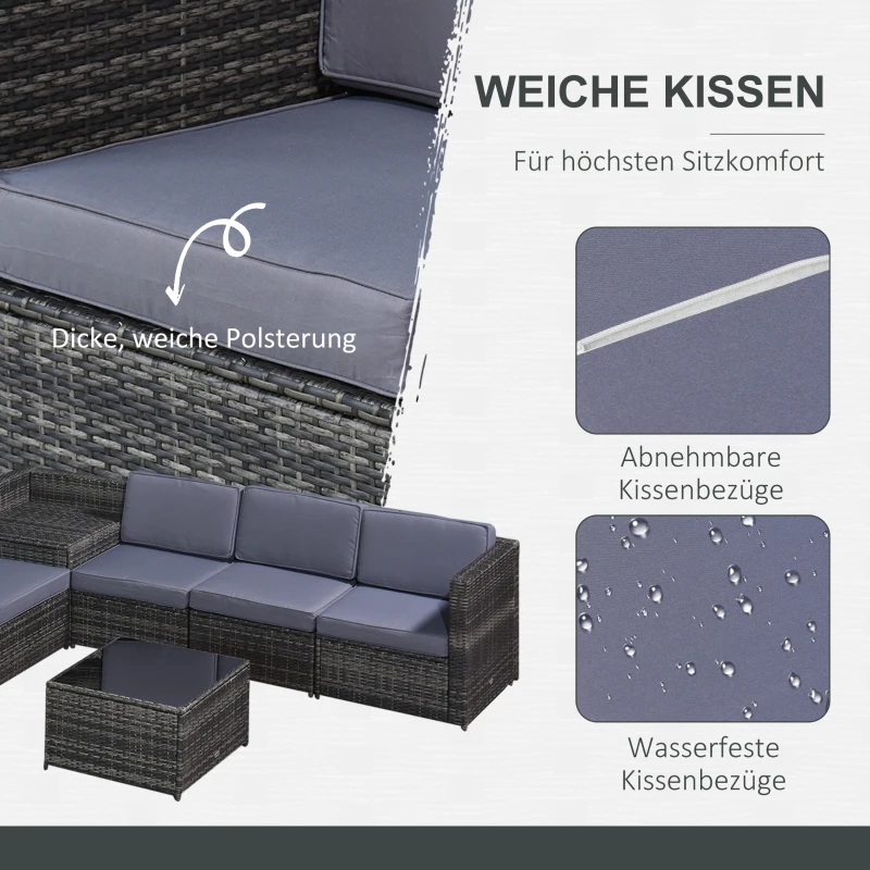 8-delig Tuinmeubelen poly-rotan zitgroep tuinset sofaset lounge