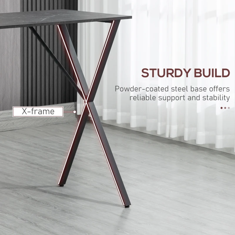 Homcom Masa Bar 120 cm – Blat Marmura, 4 Persoane, Design Modern