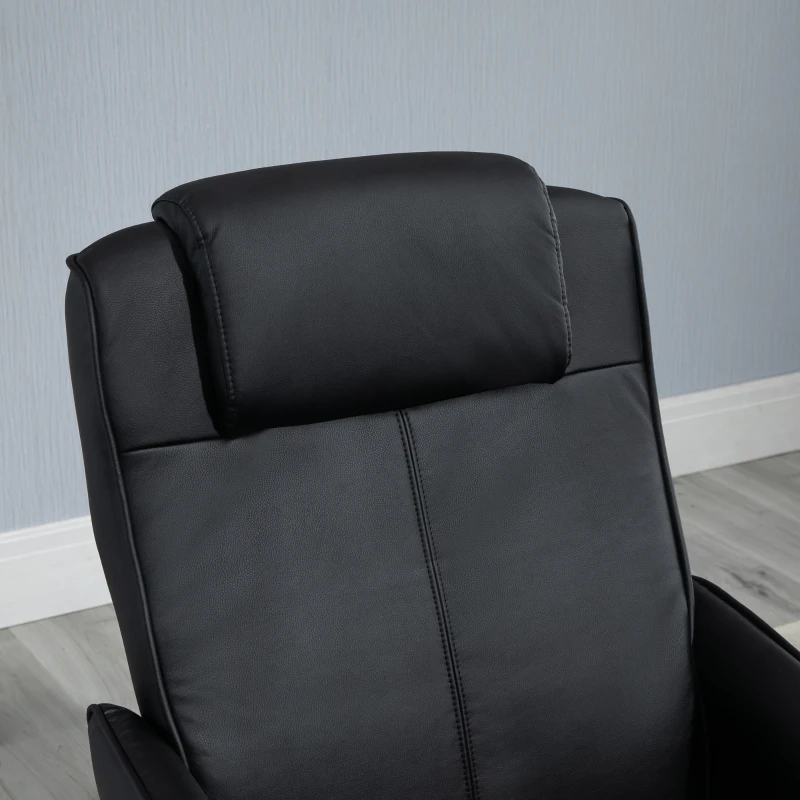 HOMCOM  Fotoliu reclinabil de relaxare cu otoman pentru picioare si tapiterie din piele artificiala, 71x78x101cm, negru