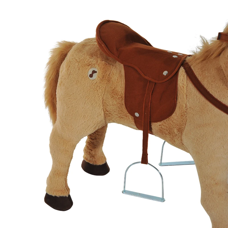 HOMCOM Rijpaard speelpaard pluche paard voor kinderen staand paard met geluid zitting h 48 cm
