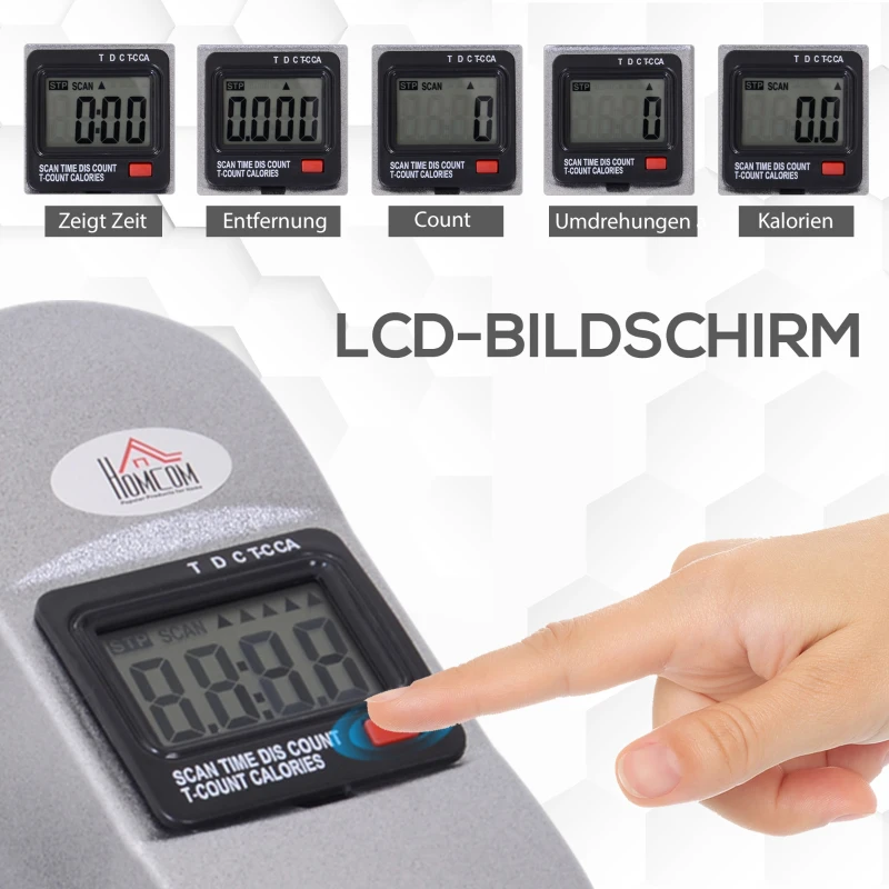 HOMCOM Mini Heimtrainer Arm-und Beintrainer Pedaltrainer für Senioren mit LCD-Display verstellbarer Widerstand Fitnessbike Hometrainer für Zuhause Heim Büro 35 x 40 x 31 cm Silber
