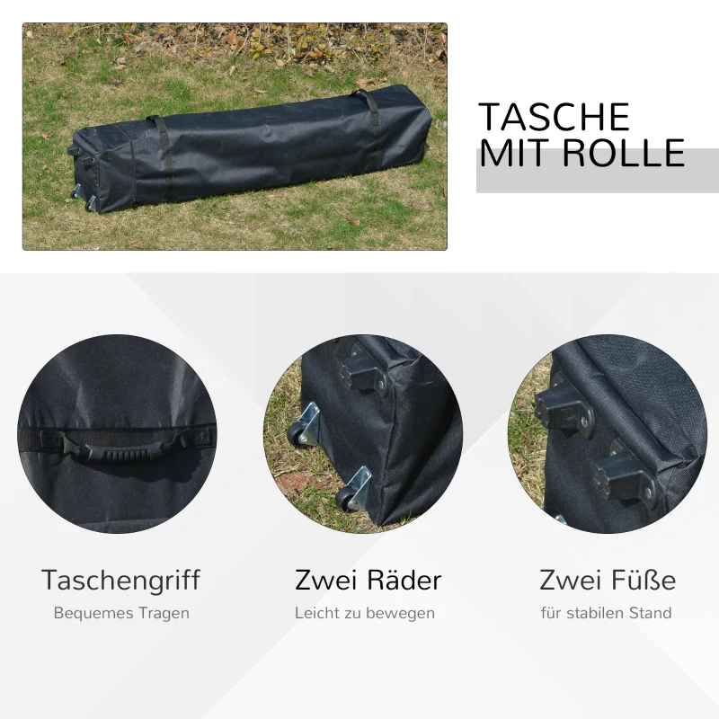 Outsunny Pavillon ca. 3x3m, wasserdicht Stabil Winterfest Pop-up Faltpavillon, UV Schutz, Faltbar Partyzelt, Gartenzelt mit Tasche, Gartenpavillon für Camping Garten, Schwarz