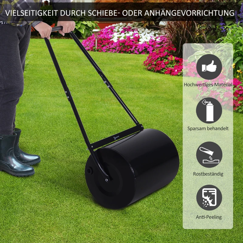 Gazonwals met U-handgreep tuinwals tuinroller vulling 60 l water/zand metaal