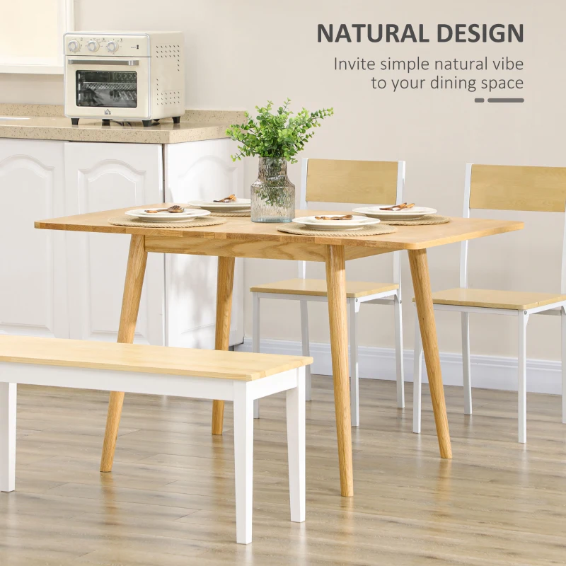 HOMCOM Masa de sufragerie pliabila de 130 cm, Masa de bucatarie pentru spatii mici, Masa din lemn pentru 4–6 persoane, Stejar