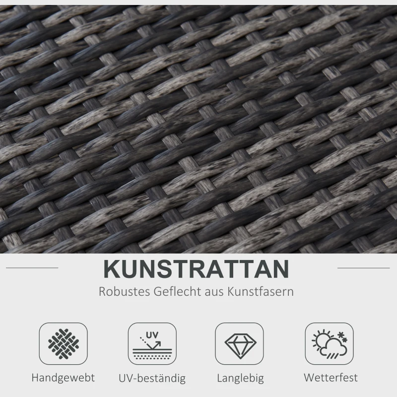 Outsunny® 8-częściowy komplet ogrodowy z technorattanu meble ogrodowe zestaw ogrodowy komplet stolik z krzesłami komplet wypoczynkowy meble wypoczynkowe stolik jako kosz do przechowywania szary stal + poliester 58 x 58 x 37 cm