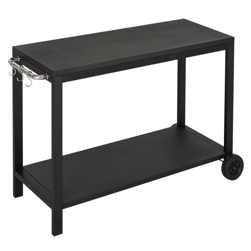 HOMCOM keukenwagen met wielen serveerwagen rvs zwart